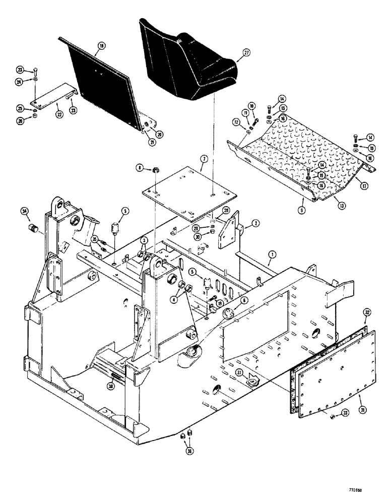 Схема запчастей Case 1700-SERIES - (139A) - MAIN FRAME AND RELATED PARTS, USED TRACTOR SERIAL NO. 9825490 AND AFTER (39) - FRAMES AND BALLASTING