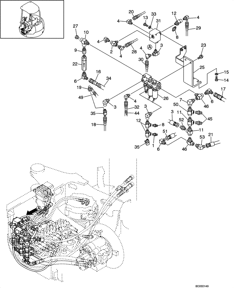 Схема запчастей Case CX36 - (08-10[00]) - HYDRAULICS - PILOT CONTROL LINES, SWING (08) - HYDRAULICS