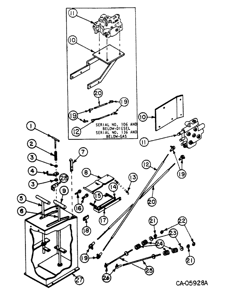 Схема запчастей Case 4150 - (07-01) - DRIVE TRAIN, HYD. & HYDROSTATIC CONTROLS, LOADER, GAS, LOADER, DIESEL (04) - Drive Train