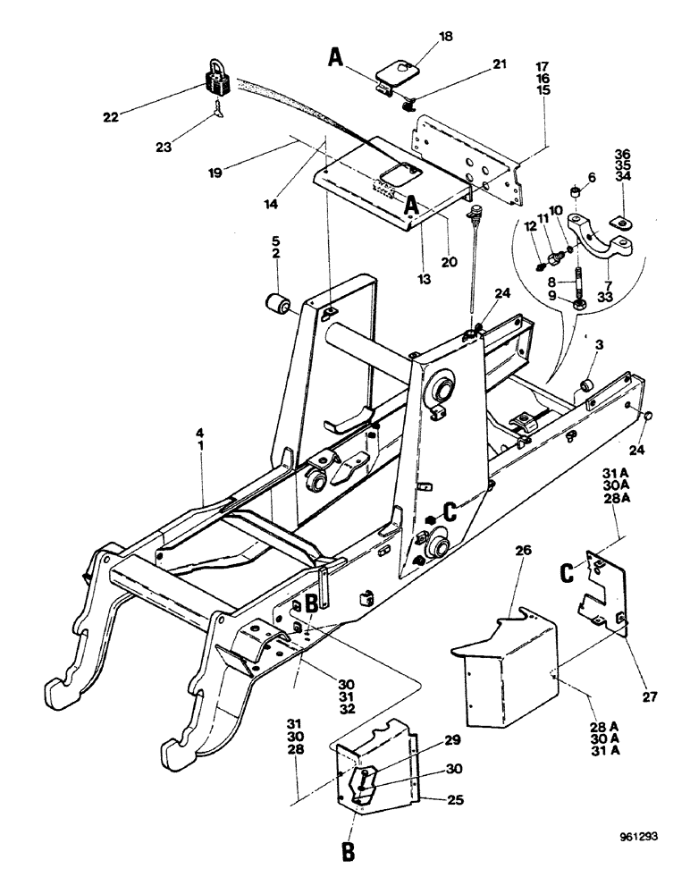 Схема запчастей Case 580G - (420) - LOADER - CHASSIS AND CONTROL VALVE COVER (09) - CHASSIS/ATTACHMENTS