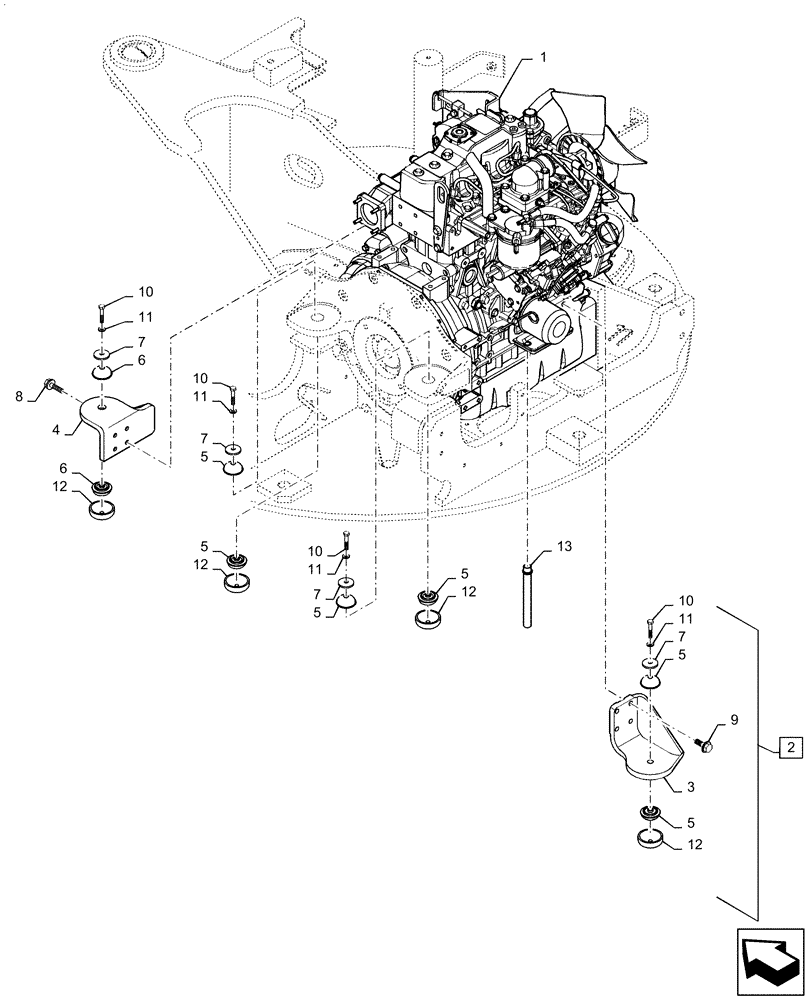 Схема запчастей Case CX36B - (01-011[01]) - ENGINE INSTALL - SN PX15-21105 - 22566 (10) - ENGINE