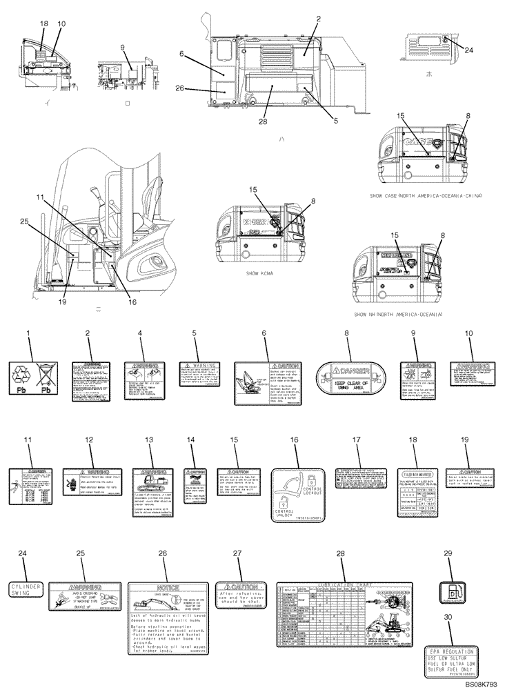 Схема запчастей Case CX27B BTW - (06-002) - NAME PLATE INSTALLATION 2 OF 2 (PW22T00083F2) (90) - PLATFORM, CAB, BODYWORK AND DECALS