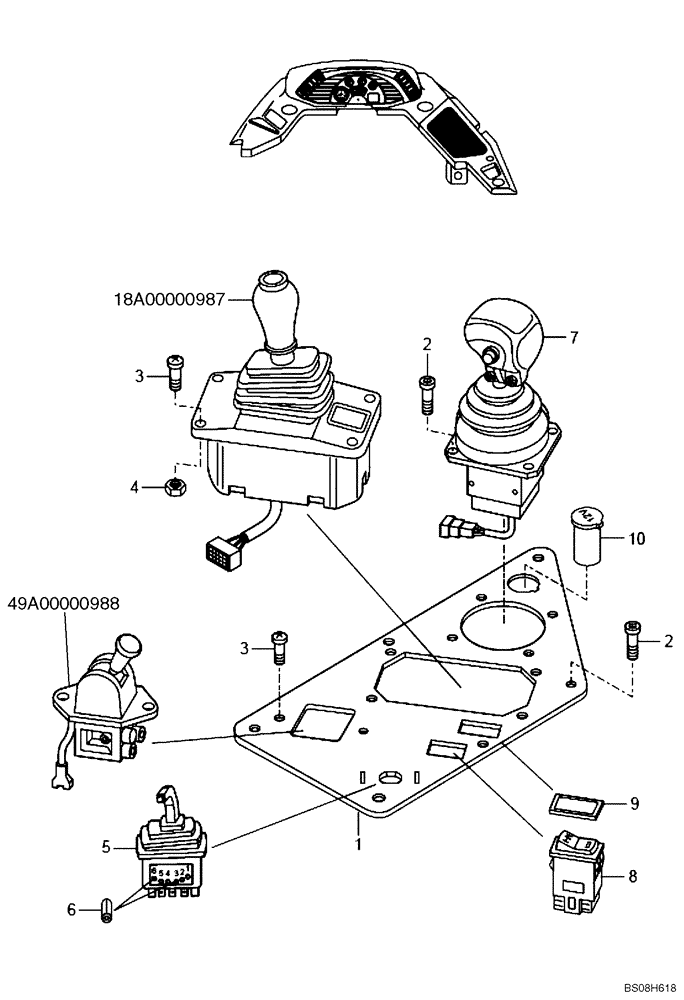 Схема запчастей Case 330B - (67A00001650[001]) - CONTROLS, SIDE INSTRUMENT PANEL (87519986) (13) - Electrical System / Decals