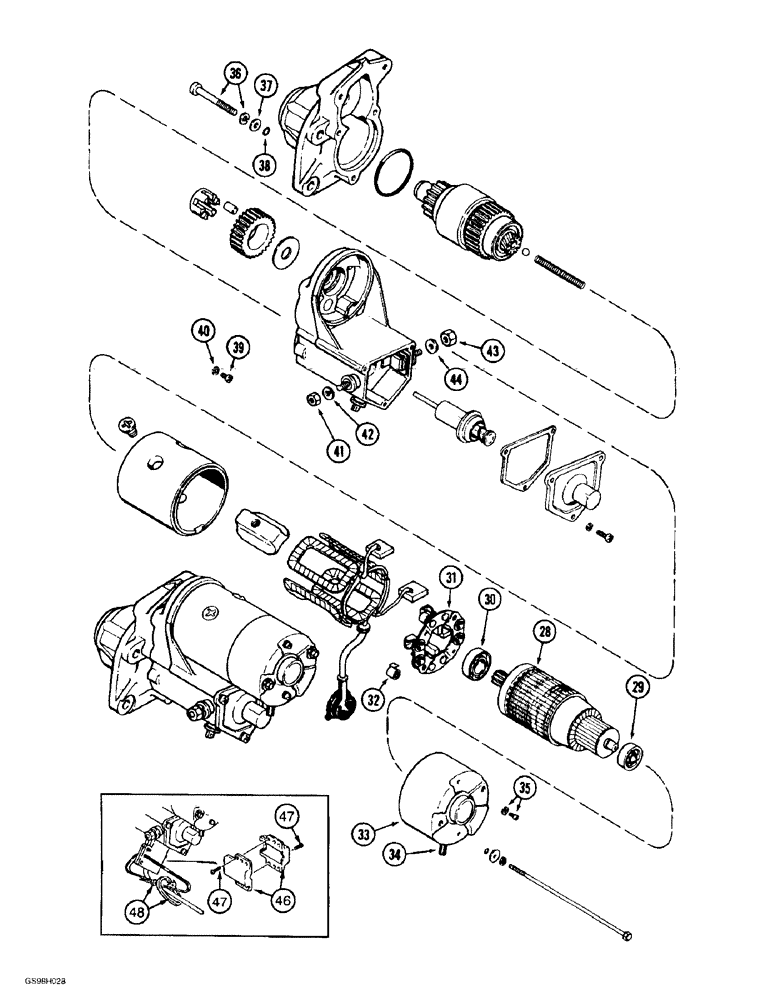 Схема запчастей Case 585E - (4-05) - *A170746 STARTER (04) - ELECTRICAL SYSTEMS