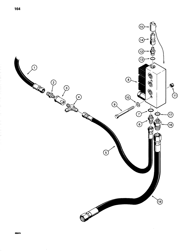 Схема запчастей Case 1280 - (164) - HYDRAULIC CIRCUIT FOR CONTROLS, SOLENOID CONTROL VALVE CONNECTING LINES (07) - HYDRAULIC SYSTEM