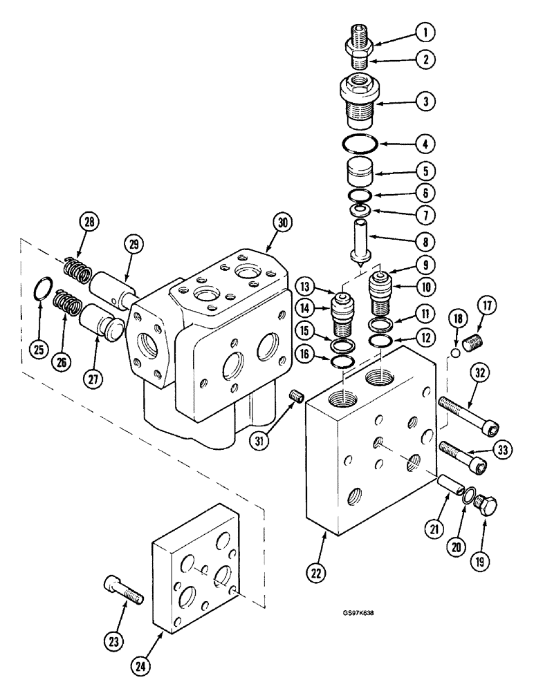 Схема запчастей Case 220B - (8-156) - POWER SENSING VALVE, P.I.N. 74441 THROUGH 74597, P.I.N. 03201 AND AFTER (08) - HYDRAULICS