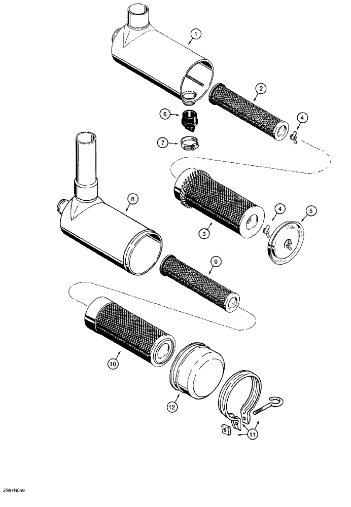 Схема запчастей Case 650G - (2-12) - AIR CLEANER ASSEMBLY (02) - ENGINE