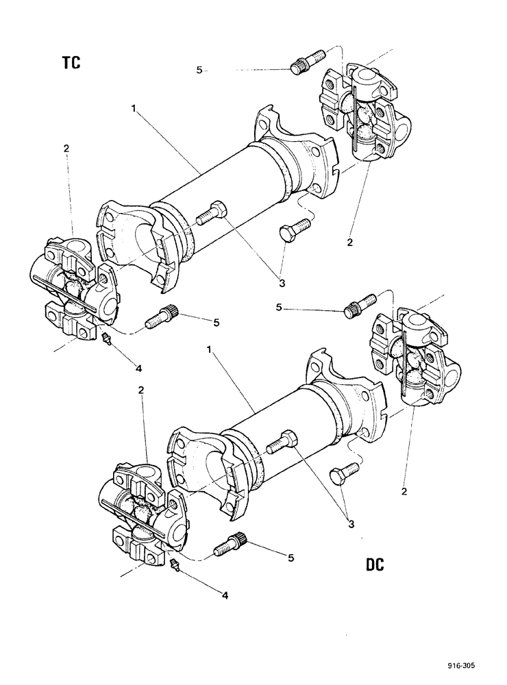 Схема запчастей Case 580F - (108) - DRIVE SHAFT (23) - FOUR WHEEL DRIVE SYSTEM