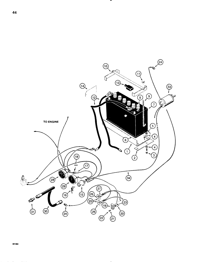 Схема запчастей Case SD100 - (044) - BATTERY AND TRACTOR ELECTRICAL CIRCUIT, DEUTZ DIESEL ENGINE (55) - ELECTRICAL SYSTEMS