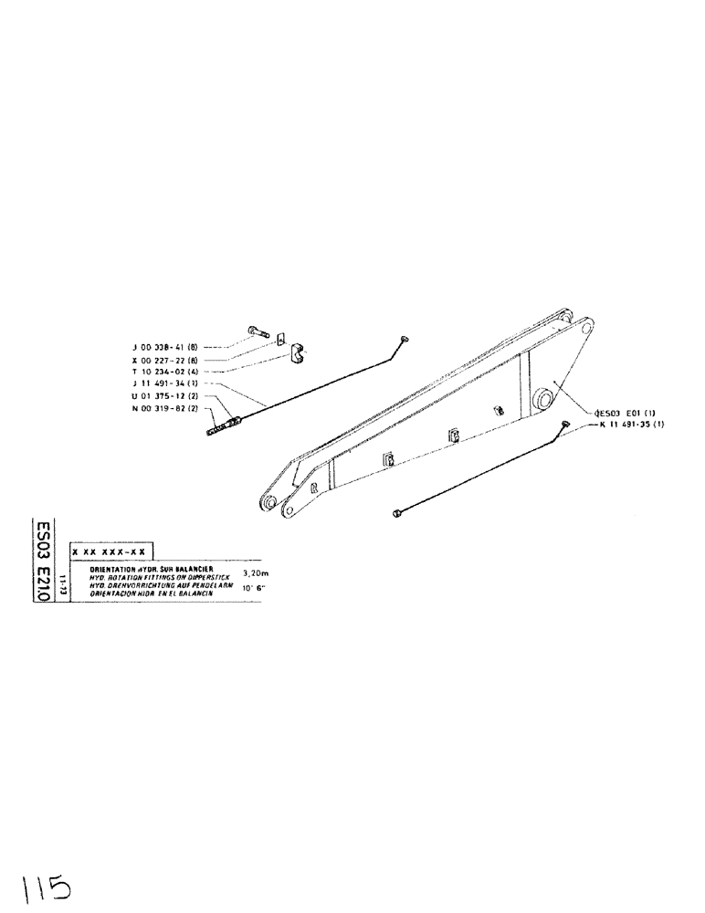 Схема запчастей Case SC150L - (115) - HYD. ROTATION FITTINGS ON DIPPERSTICK 