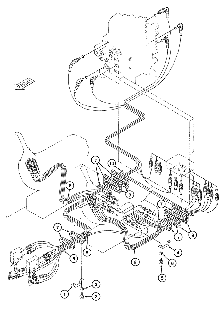 Схема запчастей Case 9050B - (8-030) - CONTROL COMPONENT MOUNTING AND HOSE SUPPORTS, OPERATORS CAB (08) - HYDRAULICS