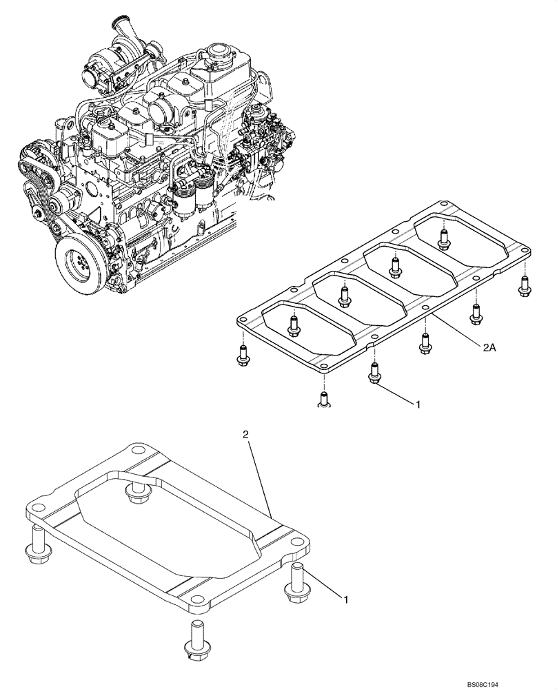 Схема запчастей Case 621D - (02-28) - CYLINDER BLOCK - STIFFENER (02) - ENGINE