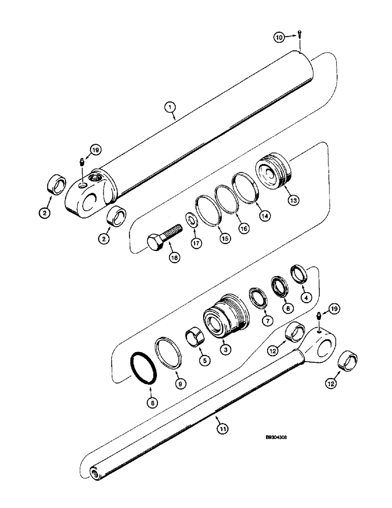 Схема запчастей Case 660 - (8-066) - BACKHOE BOOM CYLINDER ASSEMBLY - 1346450C2 (08) - HYDRAULICS