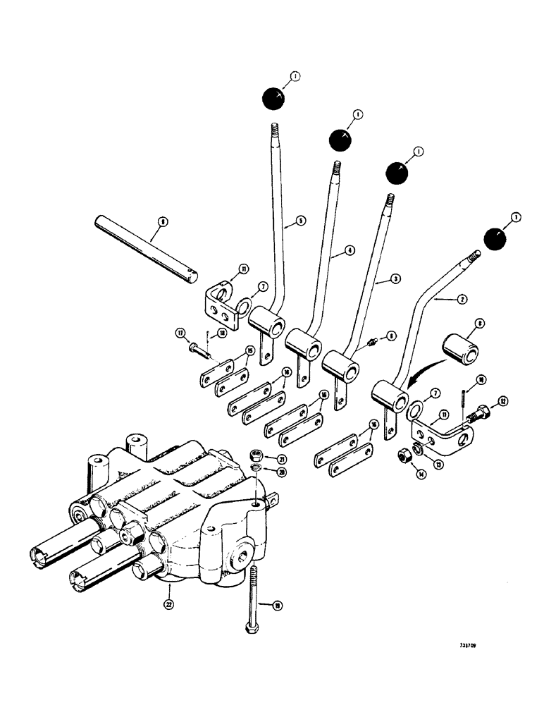 Схема запчастей Case 475 - (149A) - FOUR SPOOL VALVE AND LEVERS (35) - HYDRAULIC SYSTEMS