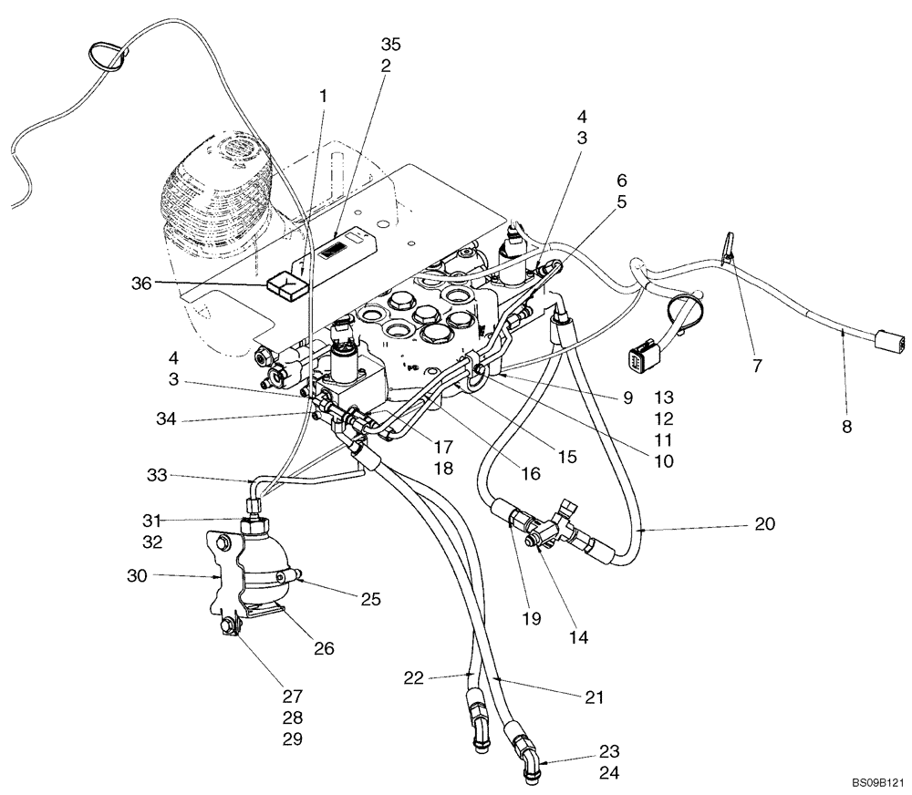 Схема запчастей Case 420CT - (08-07[1]) - HYDRAULICS - ATTACHMENT, PROPORTIONAL (WITH PILOT CONTROL) (08) - HYDRAULICS