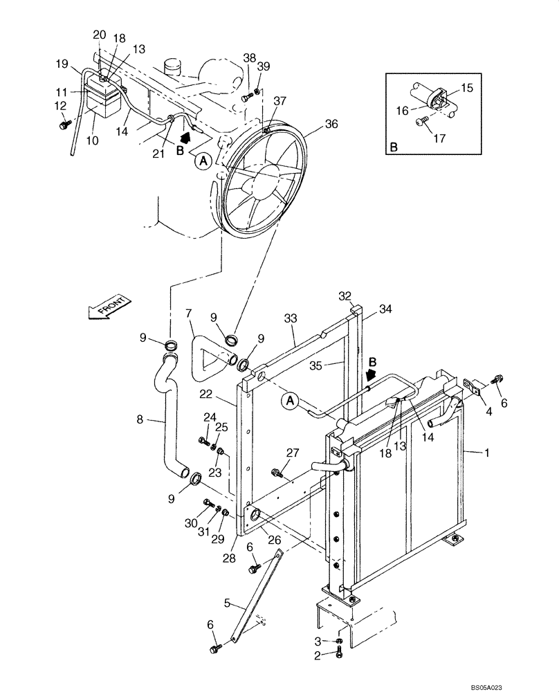 Схема запчастей Case CX225SR - (02-04) - RADIATOR AND CONNECTIONS (02) - ENGINE