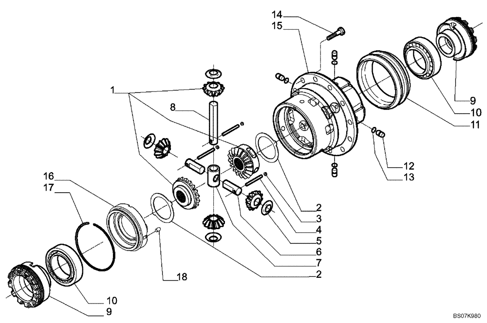 Схема запчастей Case 580M - (06-34) - 87395372 AXLE, REAR DRIVE - DIFFERENTIAL (06) - POWER TRAIN