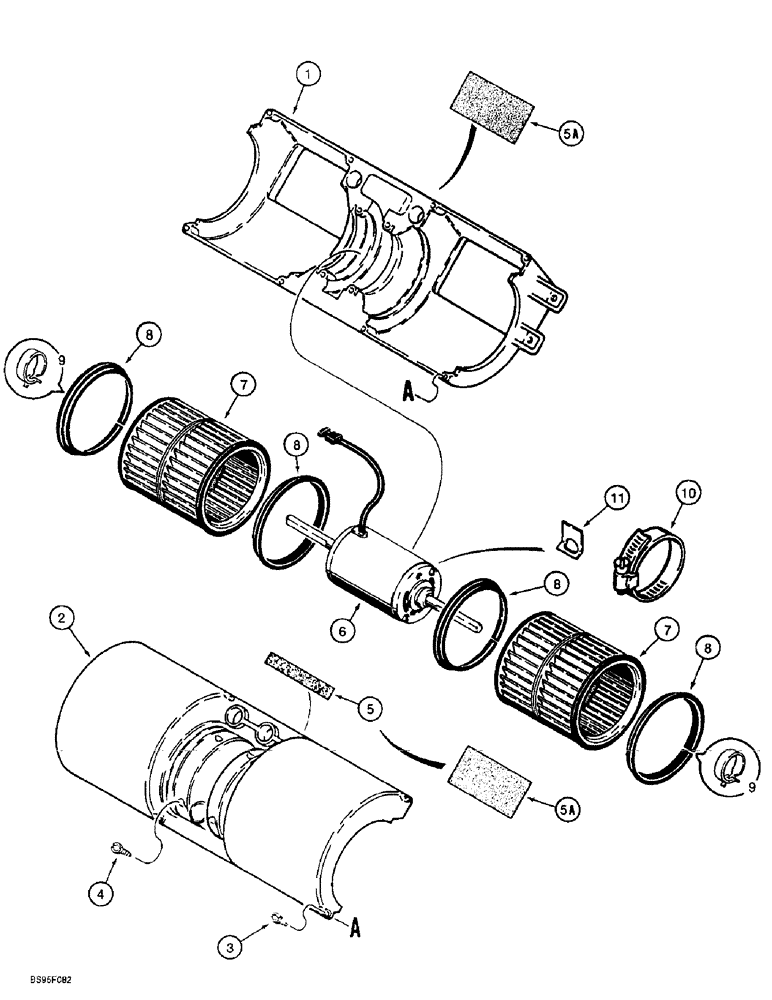 Схема запчастей Case 621B - (4-58) - CAB BLOWER (04) - ELECTRICAL SYSTEMS