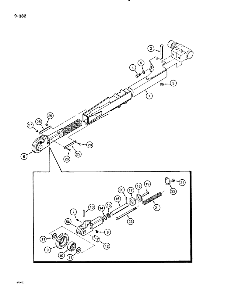 Схема запчастей Case DH4B - (9-382) - TRENCHER SPROCKET BOOM AND BOOM END MOUNTING (09) - CHASSIS/ATTACHMENTS