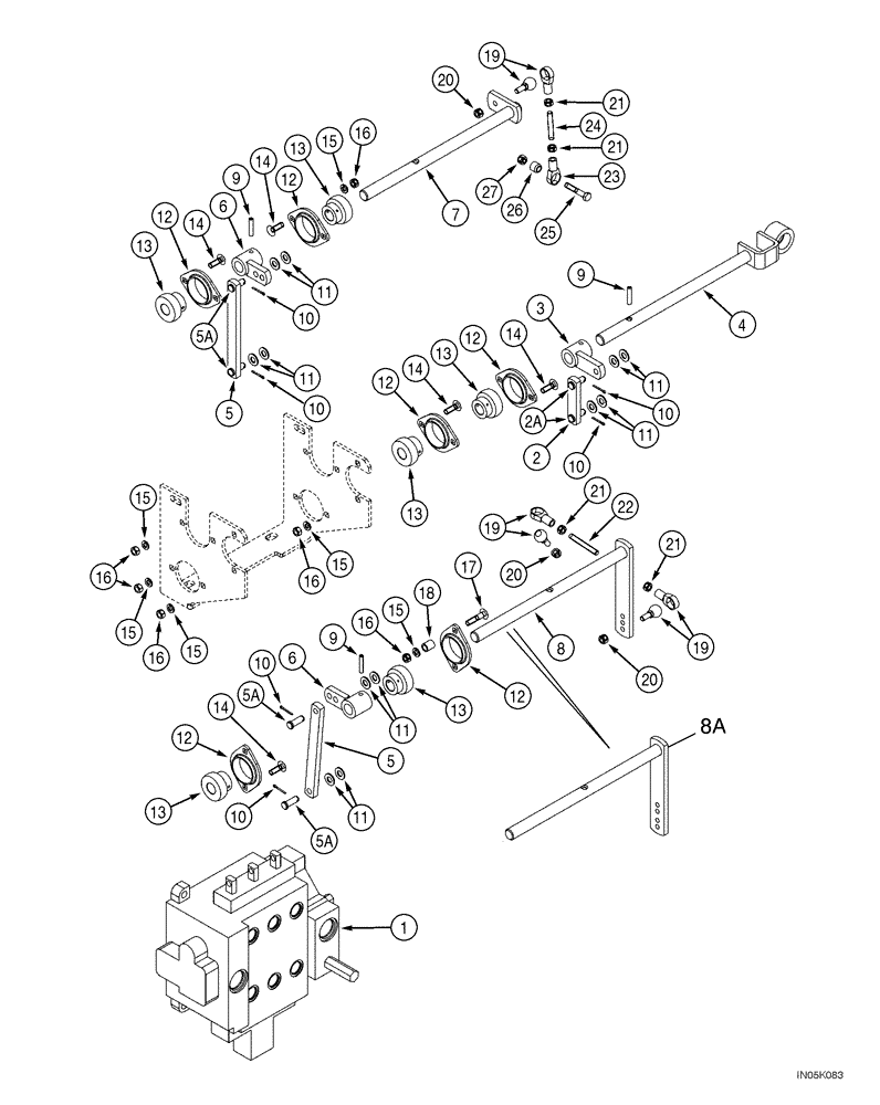 Схема запчастей Case 1150H_IND - (08-17) - CONTROLS - CONTROL VALVE AND LINKAGE (08) - HYDRAULICS