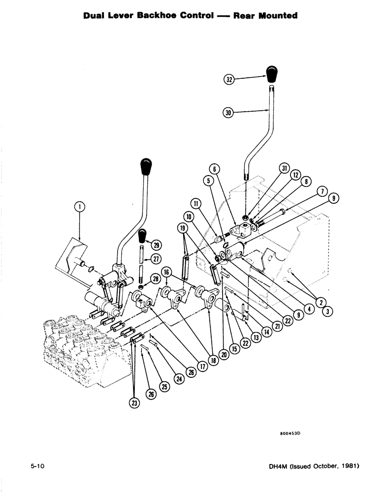 Схема запчастей Case DH4B - (5-10) - DUAL LEVER BACKHOE CONTROL - REAR MOUNTED (84) - BOOMS, DIPPERS & BUCKETS