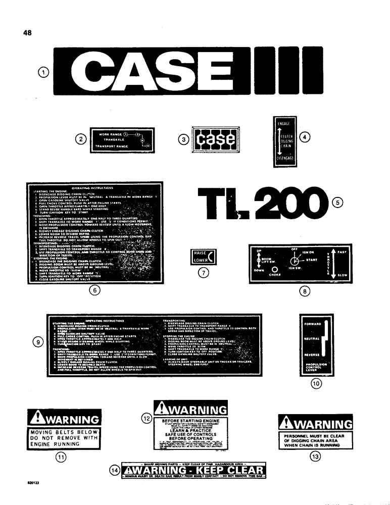 Схема запчастей Case TL200 - (48) - DECALS 