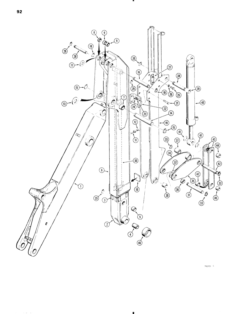 Схема запчастей Case 35 - (092) - EXTENDABLE DIPPER, 850 AND 850B ONLY 