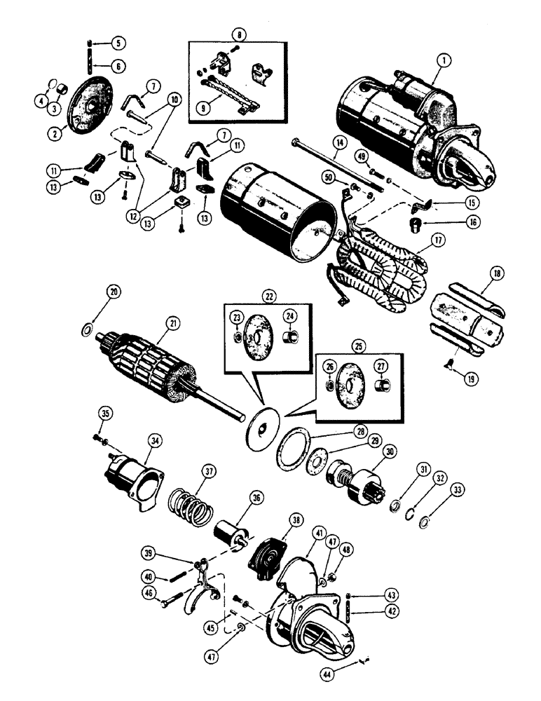 Схема запчастей Case W5A - (090) - STARTING MOTOR, (188) DIESEL ENGINE (04) - ELECTRICAL SYSTEMS