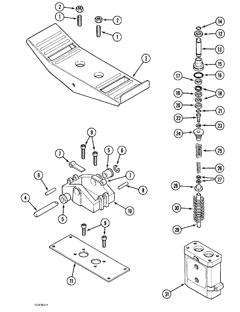 Схема запчастей Case 170C - (8-130) - FOOT CONTROL VALVE, MONSUN-TISON MANUFACTURED (08) - HYDRAULICS