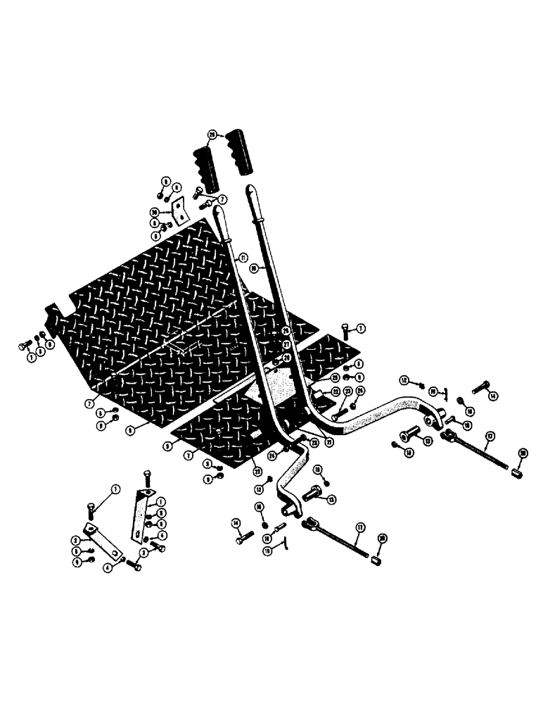 Схема запчастей Case 310C - (046) - FLOOR PLATE, STEERING LEVERS AND LINKAGE (03) - TRANSMISSION