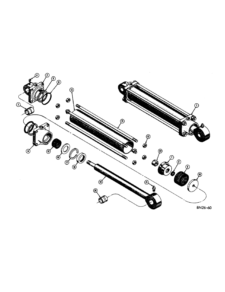 Схема запчастей Case 310D - (106) - D26083 LOADER LIFT HYDRAULIC CYLINDER (07) - HYDRAULIC SYSTEM