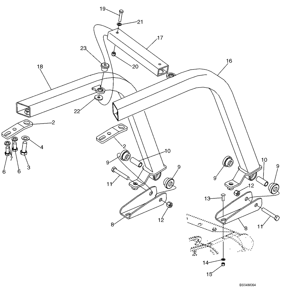 Схема запчастей Case 850L - (09-22) - CANOPY, ROPS - GUARD, BRUSH (09) - CHASSIS/ATTACHMENTS