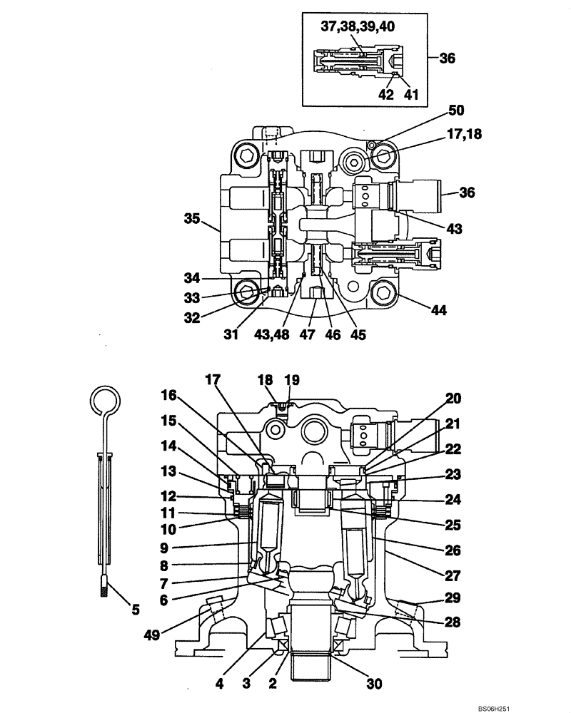 Схема запчастей Case CX210LR - (08-36A) - LJ01077 MOTOR ASSY - SWING, PIN DAC0721423 - (08) - HYDRAULICS