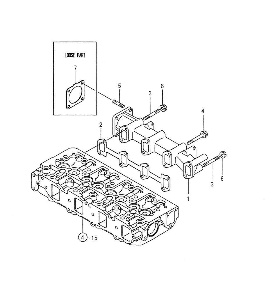 Схема запчастей Case CX50B - (08-006) - EXHAUST MANIFOLD ENGINE COMPONENTS