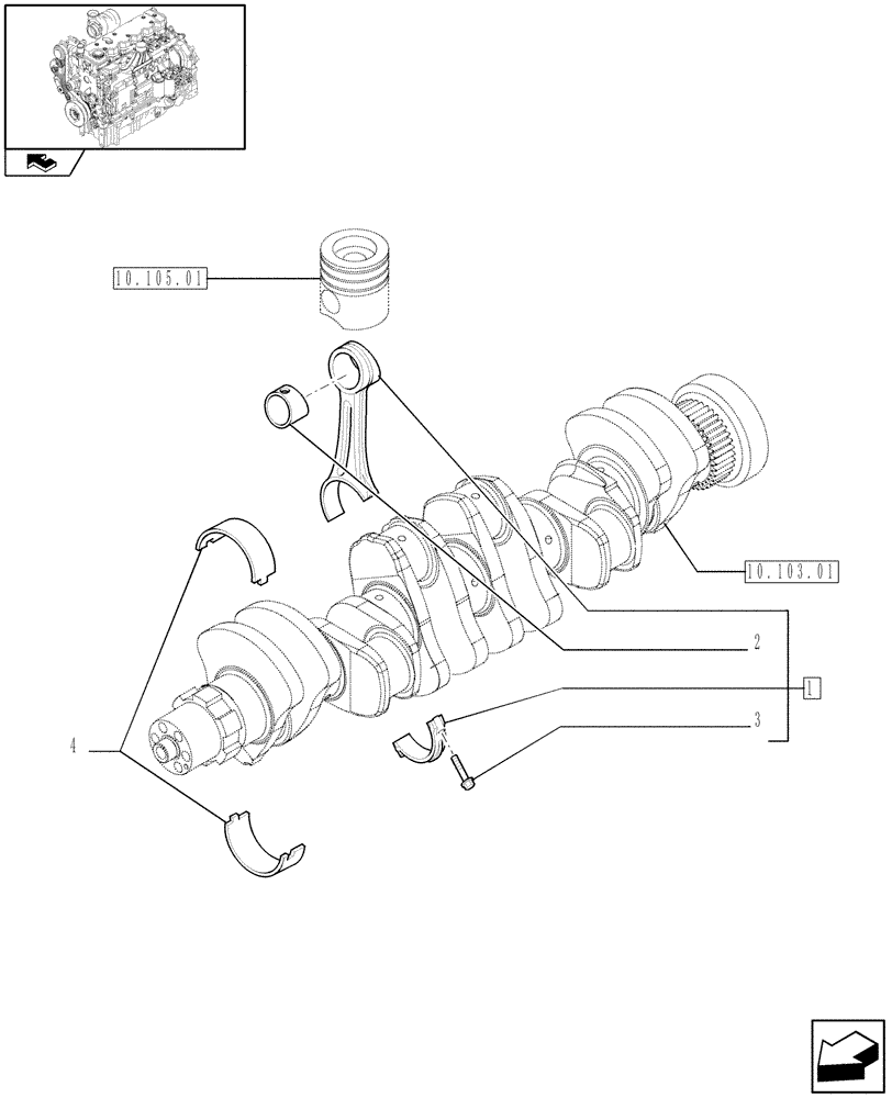 Схема запчастей Case F4DFE613B A004 - (10.105.02) - CONNECTING ROD (10) - ENGINE