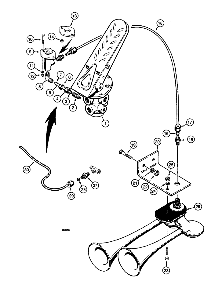 Схема запчастей Case W14 - (404) - BRAKE SYSTEM, TREADLE TO HORN (07) - BRAKES