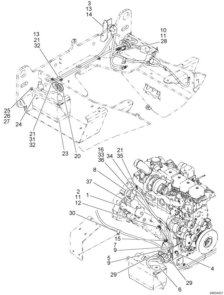 Схема запчастей Case 621D - (04-20) - BATTERY - CABLES - BOSCH STARTER (04) - ELECTRICAL SYSTEMS