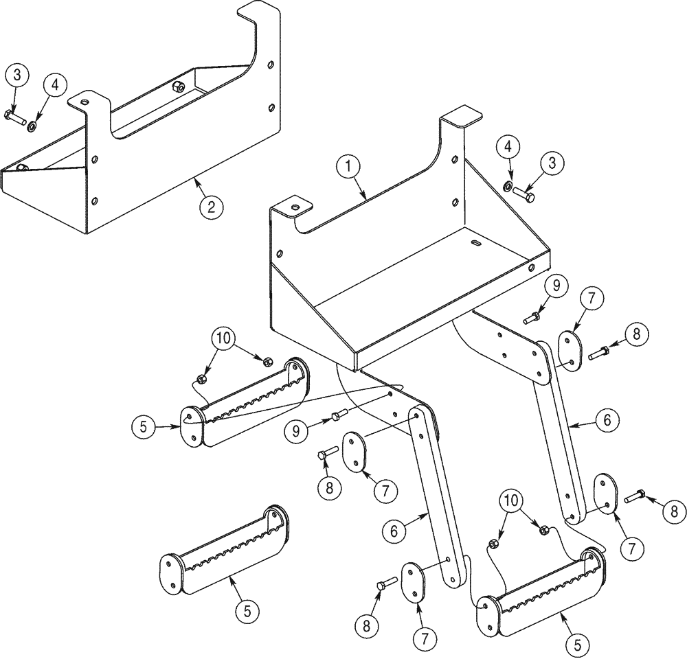 Схема запчастей Case 921C - (09-29) - STEPS, REAR CHASSIS - TRAY, BATTERY (09) - CHASSIS