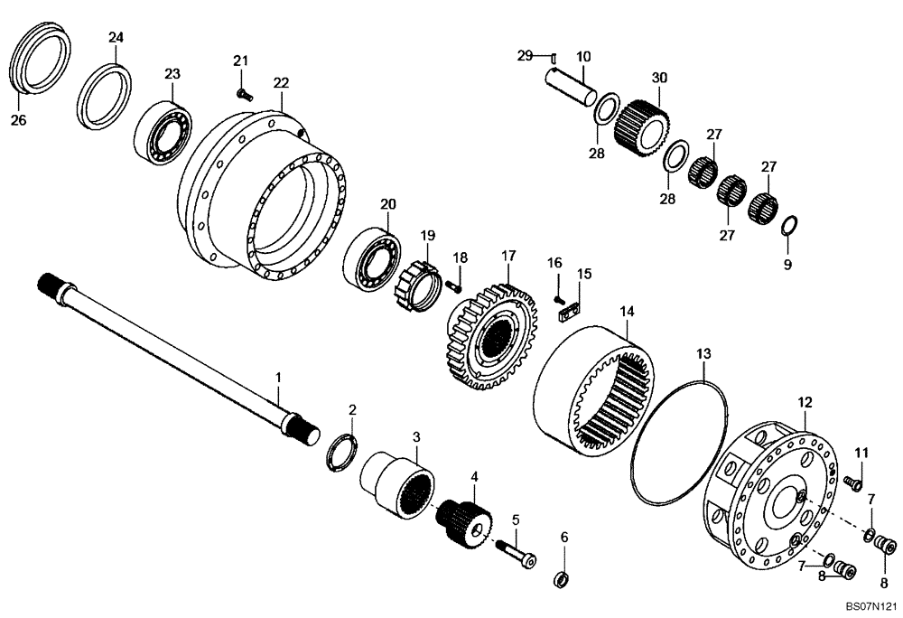 Схема запчастей Case 330B - (33A00000767[001]) - WHEEL REDUCTION GEAR, REAR AXLE W/WET BRAKE (87697325) (11) - AXLES/WHEELS