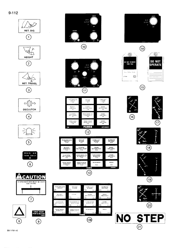 Схема запчастей Case 721 - (9-112) - DECALS (09) - CHASSIS/ATTACHMENTS