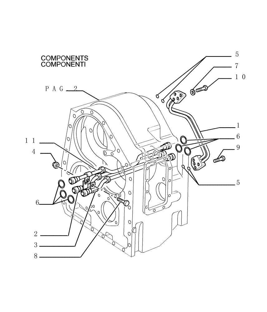 Схема запчастей Case 1850K - (1.211[08]) - TRANSMISSION - PIPING Hydrostatic Transmission