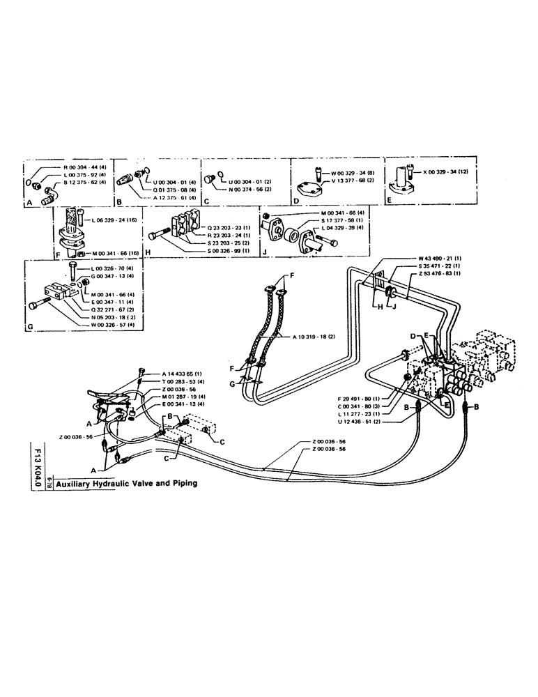 Схема запчастей Case 220CKS - (38) - AUXILIARY HYDRAULIC VALVE AND PIPING (07) - HYDRAULIC SYSTEM