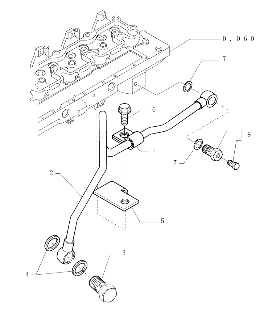 Схема запчастей Case 1850K - (0.203[01]) - PIPING - FUEL (01) - ENGINE