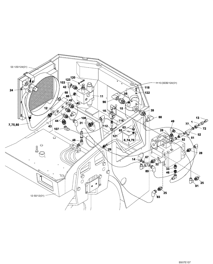 Схема запчастей Case DV201 - (10-350A/12[02]) - HYDRAULIC CIRCUIT, TRAVEL (GROUP 350 A/12) (08) - HYDRAULICS