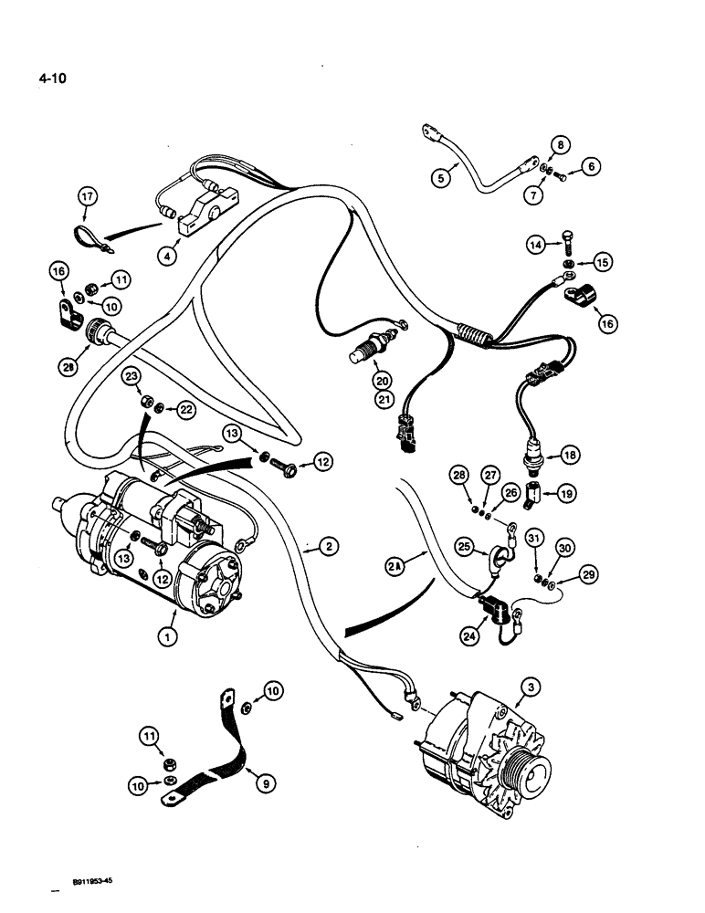 Схема запчастей Case 1187C - (4-10) - ELECTRICAL CIRCUIT, ENGINE (04) - ELECTRICAL SYSTEMS