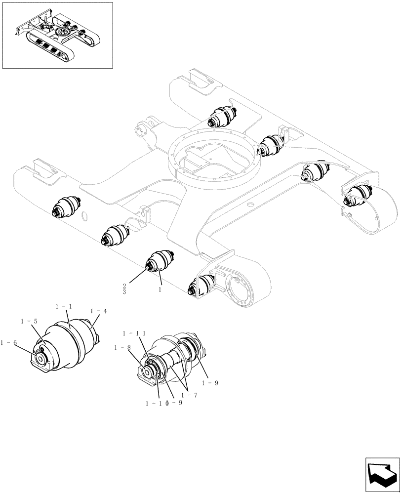 Схема запчастей Case CX22B - (366-01[1]) - TRACK ROLLER (48) - TRACKS & TRACK SUSPENSION