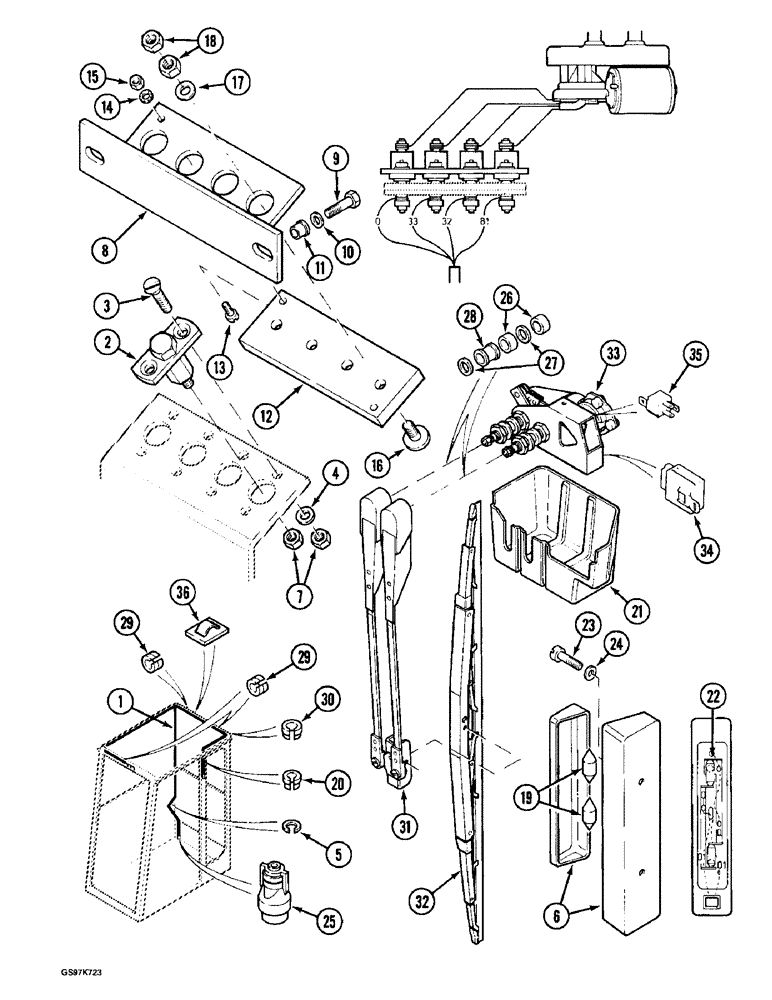 Схема запчастей Case 220B - (4-31) - CAB ELECTRICAL COMPONENTS, P.I.N. 03048 AND AFTER (04) - ELECTRICAL SYSTEMS