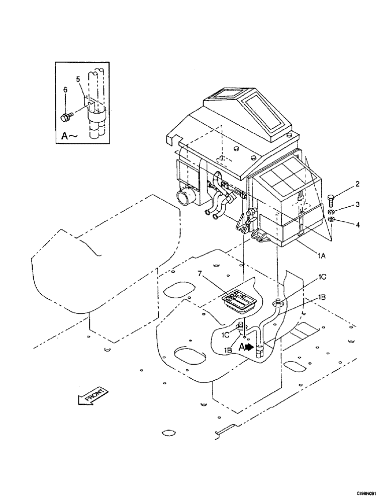 Схема запчастей Case 9007B - (9-46) - AIR CONDITIONING - CAB (09) - CHASSIS