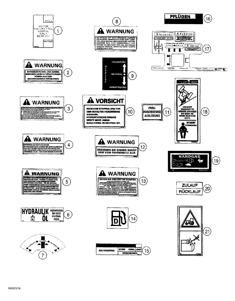 Схема запчастей Case 560 - (09-22) - DECALS - GERMAN (560 TRENCHER) (09) - CHASSIS/ATTACHMENTS