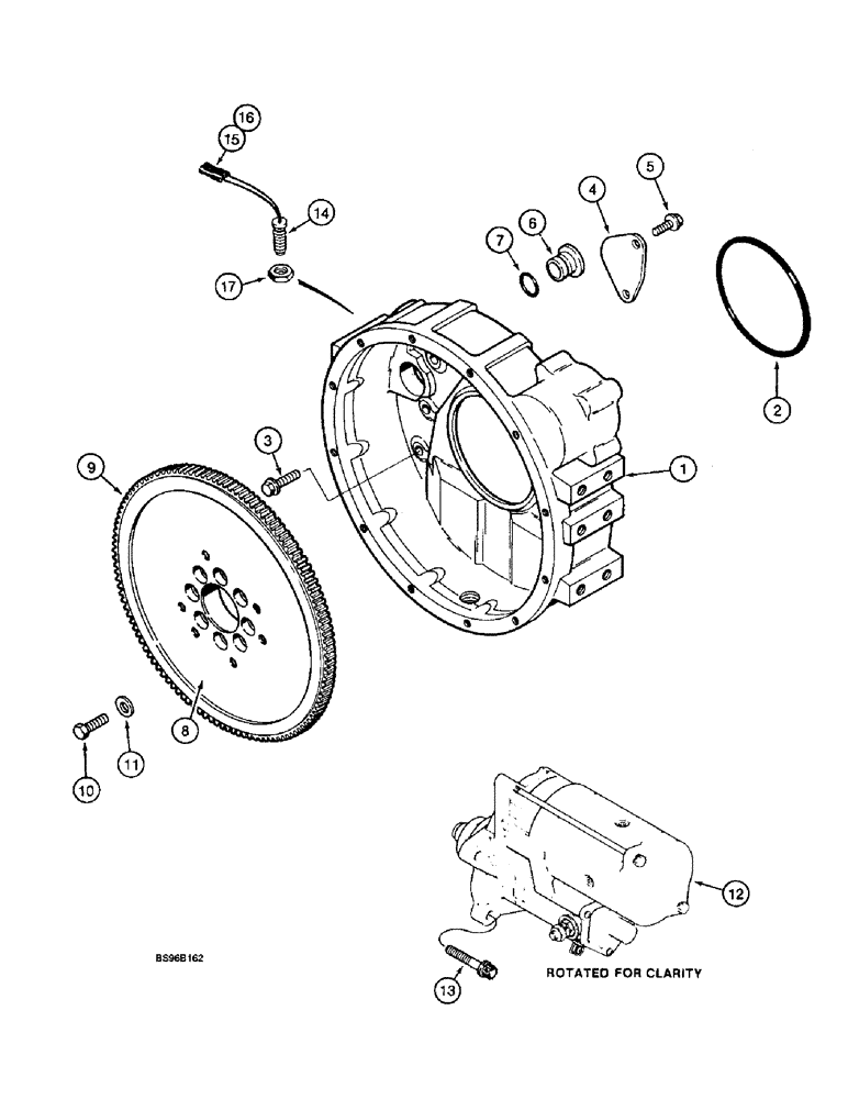 Схема запчастей Case 9010 - (2-40) - FLYWHEEL AND HOUSING, 4T-390 ENGINE (02) - ENGINE